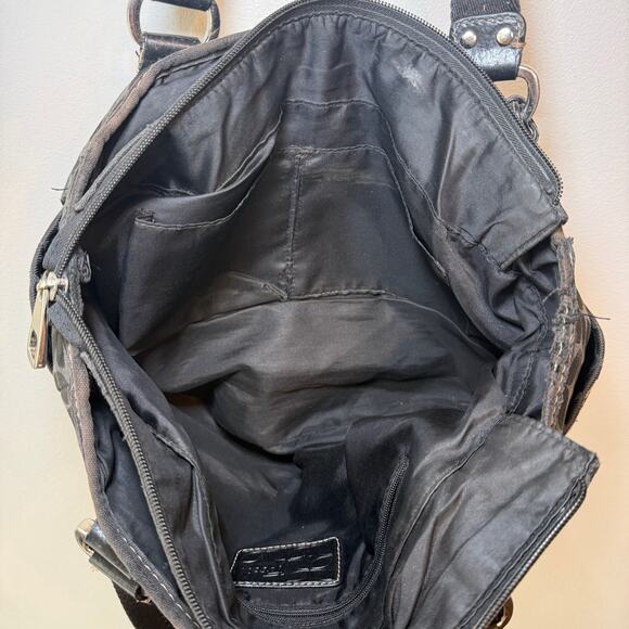 Fossil Women's Signature Print Canvas Key-Per Tote Shoulder Bag Purse Black - Picture 8 of 11